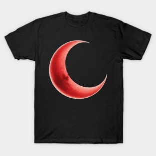 Glowing red crescent moon red moon T-Shirt